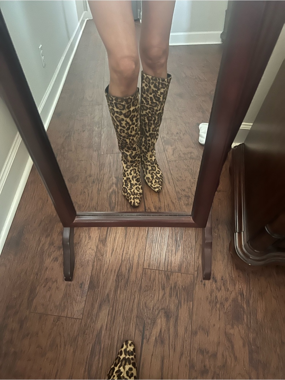 Gianni Bini Leopard-Print Knee Boots in Tan and Black - Picture 2 of 9